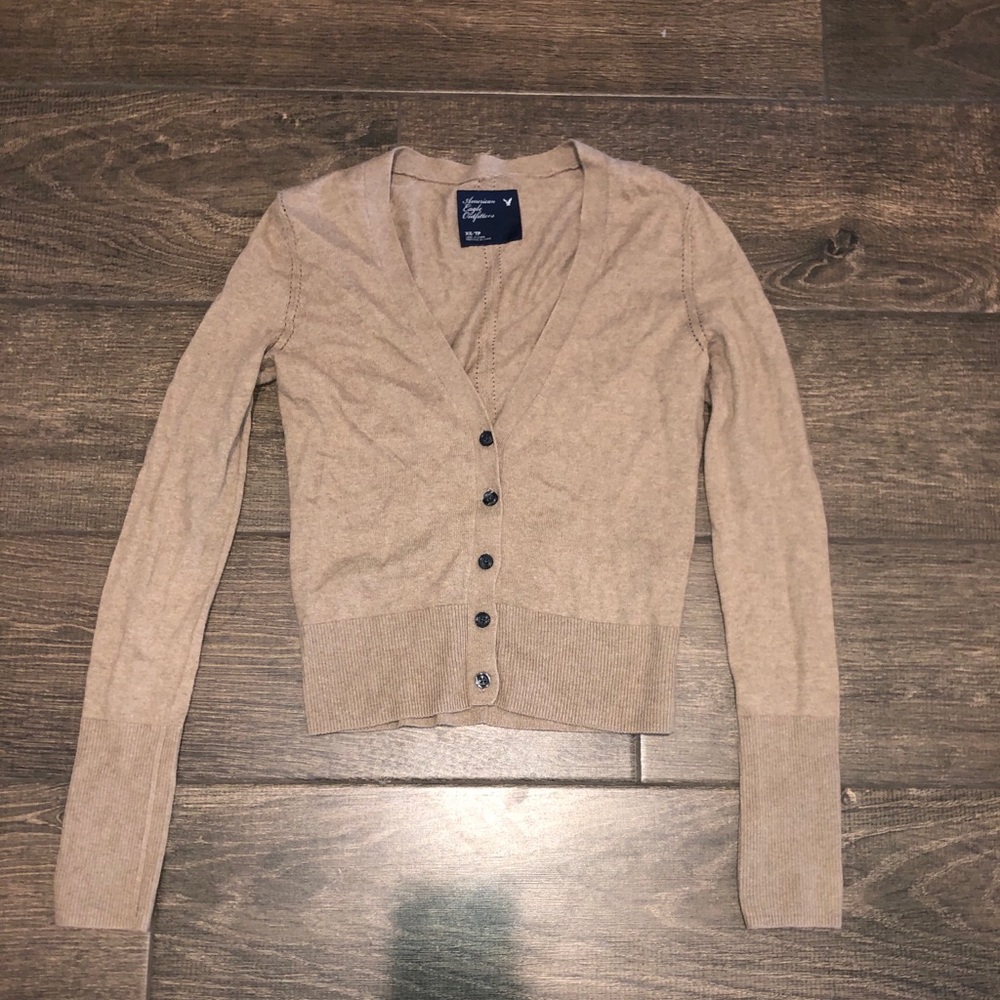 American Eagle Crop Button Down Sweater Size Xs - image 1